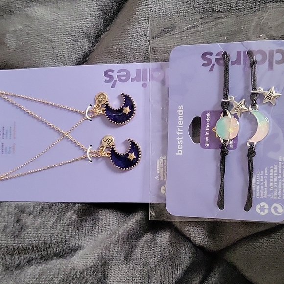 Claires necklace and bracelet best friends 2 pack bundle glow in the dark mood - Picture 1 of 3